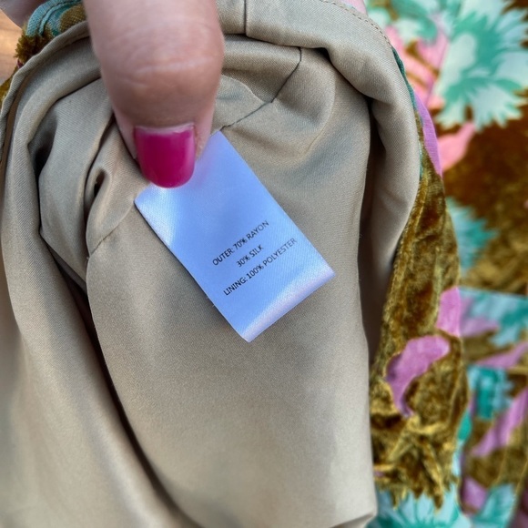 Saloni Pia Velvet Devore Dress Paradise Azalea - Picture 7 of 7